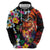 Hawaiian Lei Day Hoodie Colorful Plumeria and Volcanic Turtle with Abstract Lava Texture