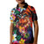 Hawaiian Lei Day Kid Polo Shirt Colorful Plumeria and Volcanic Turtle with Abstract Lava Texture