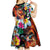 Hawaiian Lei Day Kid Short Sleeve Dress Colorful Plumeria and Volcanic Turtle with Abstract Lava Texture