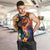 Hawaiian Lei Day Men Tank Top Colorful Plumeria and Volcanic Turtle with Abstract Lava Texture