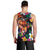 Hawaiian Lei Day Men Tank Top Colorful Plumeria and Volcanic Turtle with Abstract Lava Texture