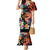 Hawaiian Lei Day Mermaid Dress Colorful Plumeria and Volcanic Turtle with Abstract Lava Texture