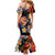 Hawaiian Lei Day Mermaid Dress Colorful Plumeria and Volcanic Turtle with Abstract Lava Texture