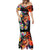 Hawaiian Lei Day Mermaid Dress Colorful Plumeria and Volcanic Turtle with Abstract Lava Texture