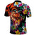 Hawaiian Lei Day Polo Shirt Colorful Plumeria and Volcanic Turtle with Abstract Lava Texture