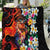 Hawaiian Lei Day Quilt Colorful Plumeria and Volcanic Turtle with Abstract Lava Texture