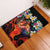 Hawaiian Lei Day Rubber Doormat Colorful Plumeria and Volcanic Turtle with Abstract Lava Texture