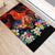 Hawaiian Lei Day Rubber Doormat Colorful Plumeria and Volcanic Turtle with Abstract Lava Texture