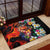 Hawaiian Lei Day Rubber Doormat Colorful Plumeria and Volcanic Turtle with Abstract Lava Texture