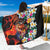 Hawaiian Lei Day Sarong Colorful Plumeria and Volcanic Turtle with Abstract Lava Texture