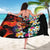 Hawaiian Lei Day Sarong Colorful Plumeria and Volcanic Turtle with Abstract Lava Texture