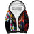 Hawaiian Lei Day Sherpa Hoodie Colorful Plumeria and Volcanic Turtle with Abstract Lava Texture