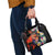 Hawaiian Lei Day Shoulder Handbag Colorful Plumeria and Volcanic Turtle with Abstract Lava Texture