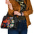 Hawaiian Lei Day Shoulder Handbag Colorful Plumeria and Volcanic Turtle with Abstract Lava Texture