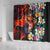 Hawaiian Lei Day Shower Curtain Colorful Plumeria and Volcanic Turtle with Abstract Lava Texture