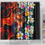 Hawaiian Lei Day Shower Curtain Colorful Plumeria and Volcanic Turtle with Abstract Lava Texture