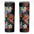 Hawaiian Lei Day Skinny Tumbler Colorful Plumeria and Volcanic Turtle with Abstract Lava Texture