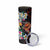 Hawaiian Lei Day Skinny Tumbler Colorful Plumeria and Volcanic Turtle with Abstract Lava Texture