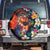 Hawaiian Lei Day Spare Tire Cover Colorful Plumeria and Volcanic Turtle with Abstract Lava Texture