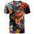 Hawaiian Lei Day T Shirt Colorful Plumeria and Volcanic Turtle with Abstract Lava Texture