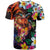 Hawaiian Lei Day T Shirt Colorful Plumeria and Volcanic Turtle with Abstract Lava Texture