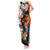 Hawaiian Lei Day Tank Maxi Dress Colorful Plumeria and Volcanic Turtle with Abstract Lava Texture