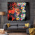 Hawaiian Lei Day Tapestry Colorful Plumeria and Volcanic Turtle with Abstract Lava Texture