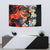 Hawaiian Lei Day Tapestry Colorful Plumeria and Volcanic Turtle with Abstract Lava Texture