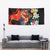 Hawaiian Lei Day Tapestry Colorful Plumeria and Volcanic Turtle with Abstract Lava Texture