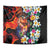 Hawaiian Lei Day Tapestry Colorful Plumeria and Volcanic Turtle with Abstract Lava Texture