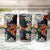 Hawaiian Lei Day Tumbler Cup Colorful Plumeria and Volcanic Turtle with Abstract Lava Texture