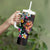 Hawaiian Lei Day Tumbler With Handle Colorful Plumeria and Volcanic Turtle with Abstract Lava Texture