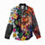 Hawaiian Lei Day Women Casual Shirt Colorful Plumeria and Volcanic Turtle with Abstract Lava Texture