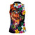 Hawaiian Lei Day Women Sleeveless Polo Shirt Colorful Plumeria and Volcanic Turtle with Abstract Lava Texture