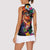 Hawaiian Lei Day Women Sleeveless Polo Shirt Colorful Plumeria and Volcanic Turtle with Abstract Lava Texture