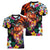 Hawaiian Lei Day Women V-Neck T-Shirt Colorful Plumeria and Volcanic Turtle with Abstract Lava Texture