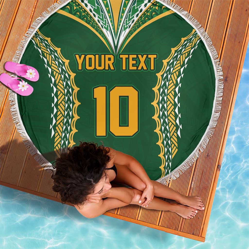 Custom Cook Islands Rugby League Beach Blanket Tatau Tribal Pattern-Special Edition Green Color