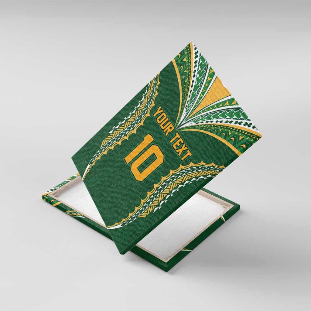 Custom Cook Islands Rugby League Canvas Wall Art Tatau Tribal Pattern-Special Edition Green Color