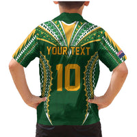 Custom Cook Islands Rugby League Family Matching Mermaid Dress and Hawaiian Shirt Tatau Tribal Pattern-Special Edition Green Color LT03 - Polynesian Pride