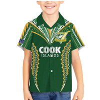 Custom Cook Islands Rugby League Family Matching Mermaid Dress and Hawaiian Shirt Tatau Tribal Pattern-Special Edition Green Color LT03 Son's Shirt Green-Yellow - Polynesian Pride