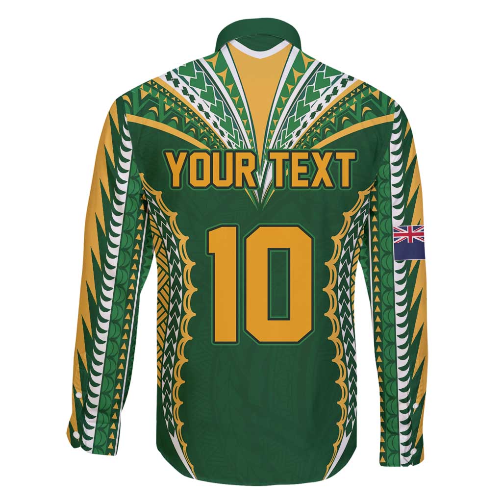Custom Cook Islands Rugby League Family Matching Puletasi and Hawaiian Shirt Tatau Tribal Pattern-Special Edition Green Color LT03 - Polynesian Pride