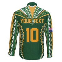 Custom Cook Islands Rugby League Family Matching Puletasi and Hawaiian Shirt Tatau Tribal Pattern-Special Edition Green Color LT03 - Polynesian Pride