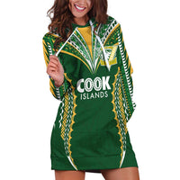 Custom Cook Islands Rugby League Hoodie Dress Tatau Tribal Pattern-Special Edition Green Color LT03 Green-Yellow - Polynesian Pride
