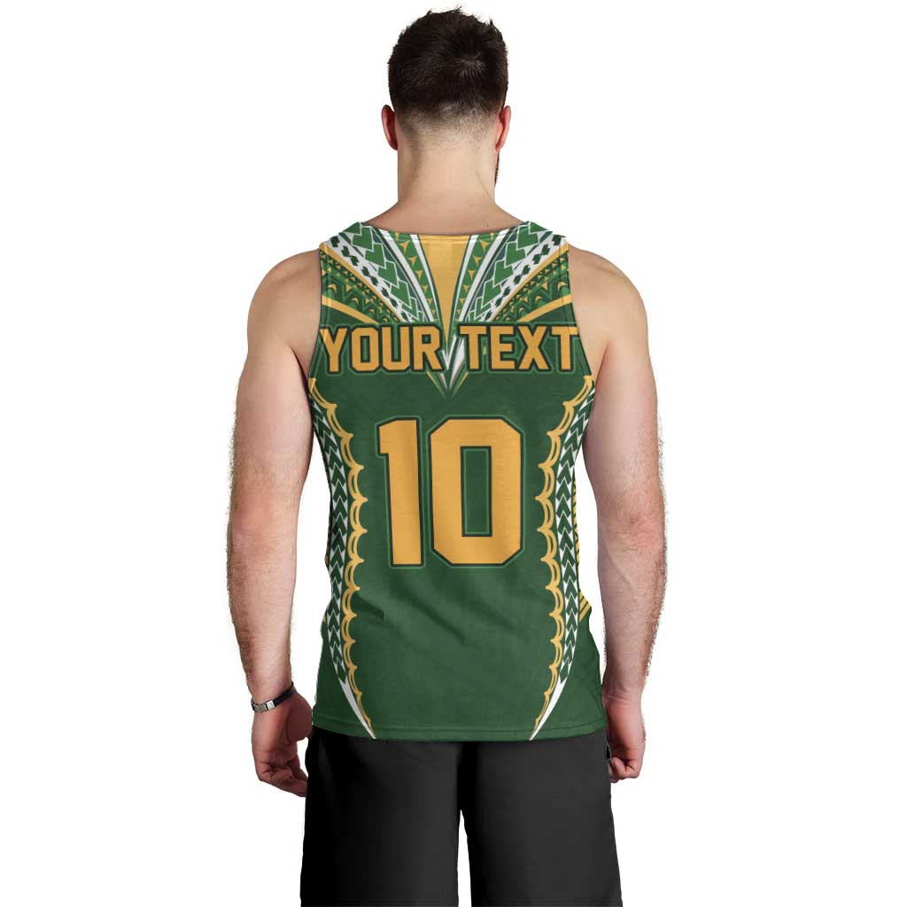 Custom Cook Islands Rugby League Men Tank Top Tatau Tribal Pattern-Special Edition Green Color