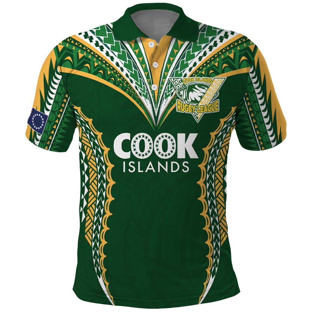 Custom Cook Islands Rugby League Polo Shirt Tatau Tribal Pattern-Special Edition Green Color