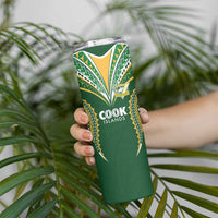 Custom Cook Island Rugby League 2025 Skinny Tumbler Tatau Tribal Pattern-Special Edition Green Color