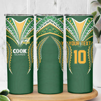Custom Cook Island Rugby League 2025 Skinny Tumbler Tatau Tribal Pattern-Special Edition Green Color