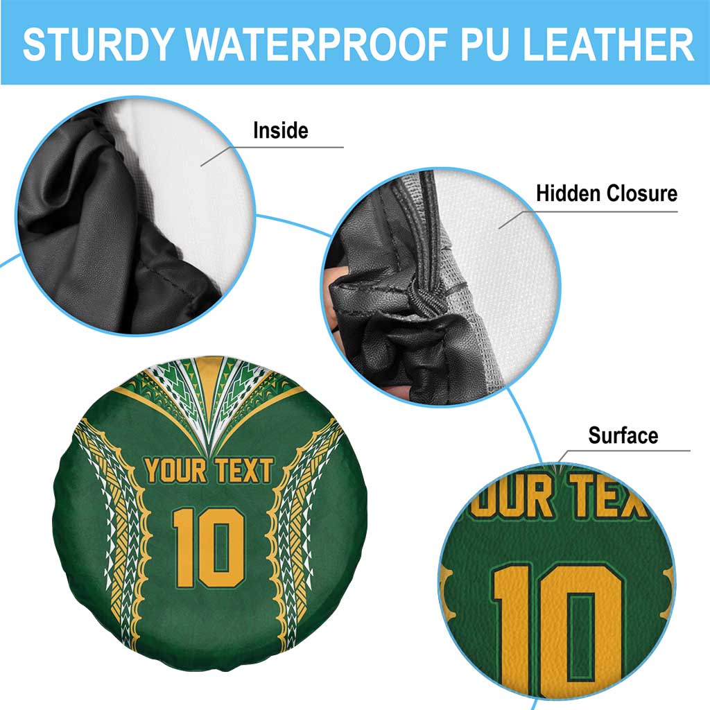 Custom Cook Islands Rugby League Spare Tire Cover Tatau Tribal Pattern-Special Edition Green Color