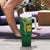 Custom Cook Island Rugby League 2025 Tumbler With Handle Tatau Tribal Pattern-Special Edition Green Color
