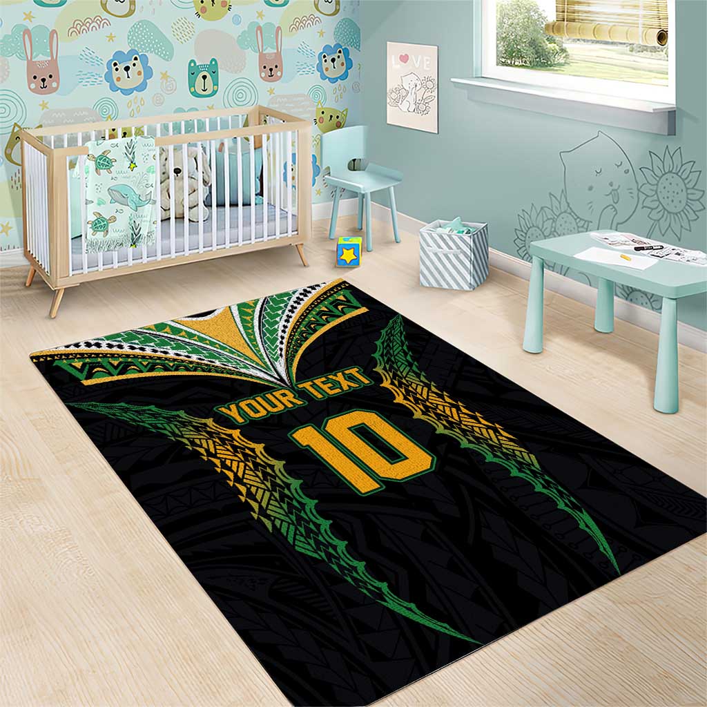 Custom Cook Islands Rugby League Area Rug Tatau Tribal Pattern-Special Edition Black Color